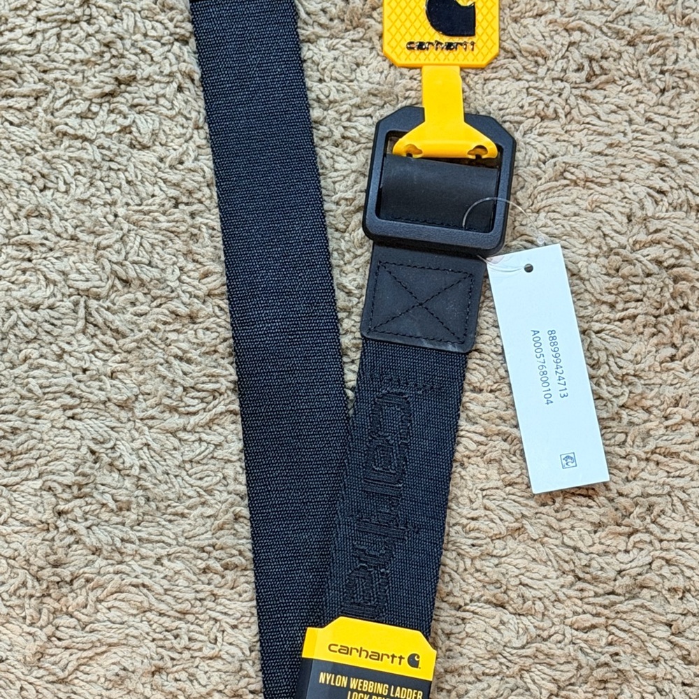 Carhartt Ladder Lock Belt Men’s L Black Nylon Webbing Low Profile Buckle 36-38" - Picture 2 of 5